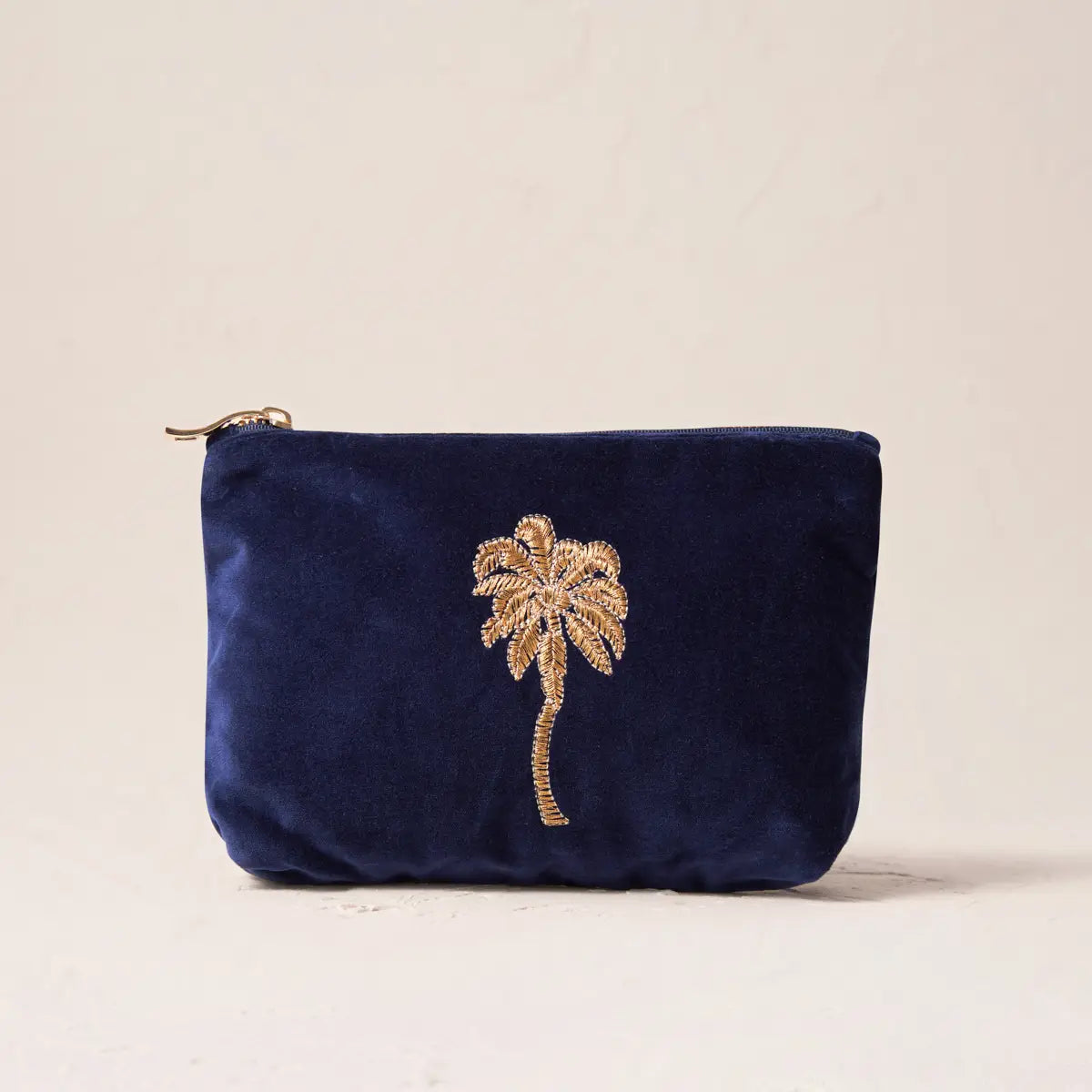 Elizabeth Scarlett Navy Gold Palm Mini Pouch